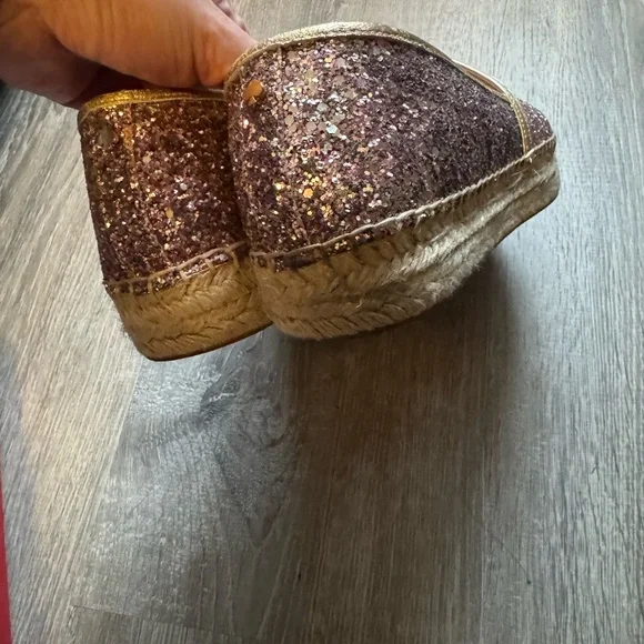 Kate Spade Pink Espadrille Flats with Glitter Finish - Picture 3 of 5